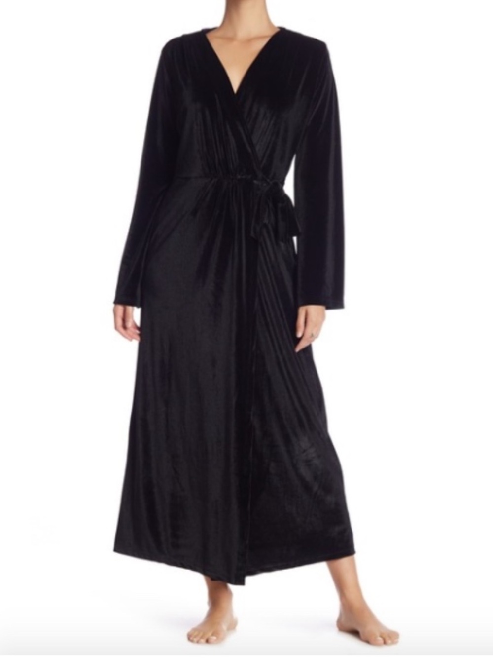 Shimera Navy Blue Velvet Robe Wrap Long Sleeve Dressing Gown Size Large